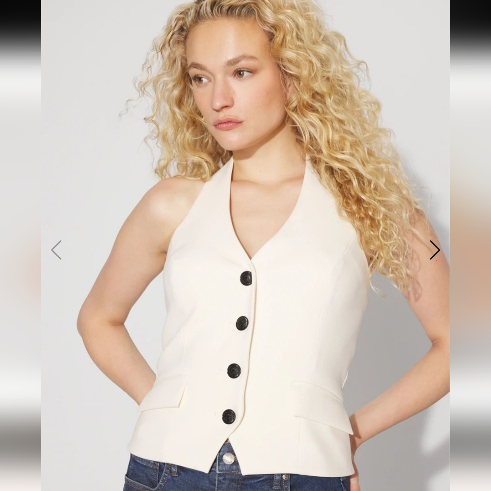 White House Black Market Cream Halter Vest